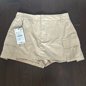 ZARA NWT Y2K Beige Cargo Skort with Utility Pockets | Size S